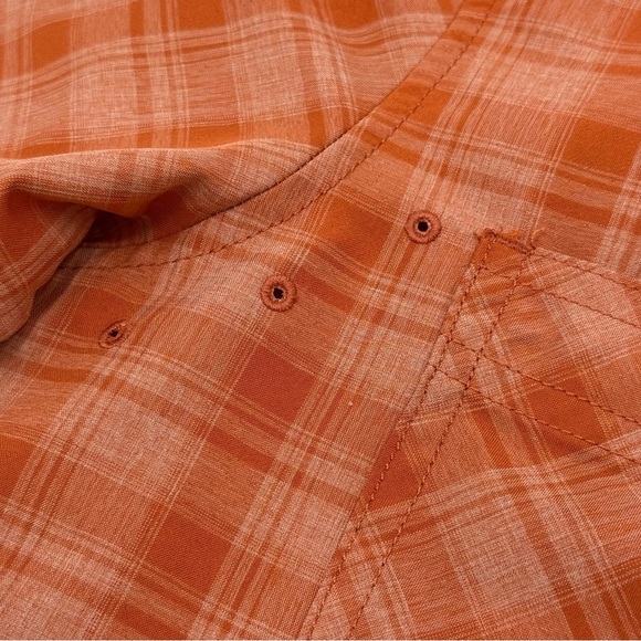 Orvis Men's Orange Plaid Performance Short Sleeve Button Down Tech Shirt Small - Picture 6 of 12